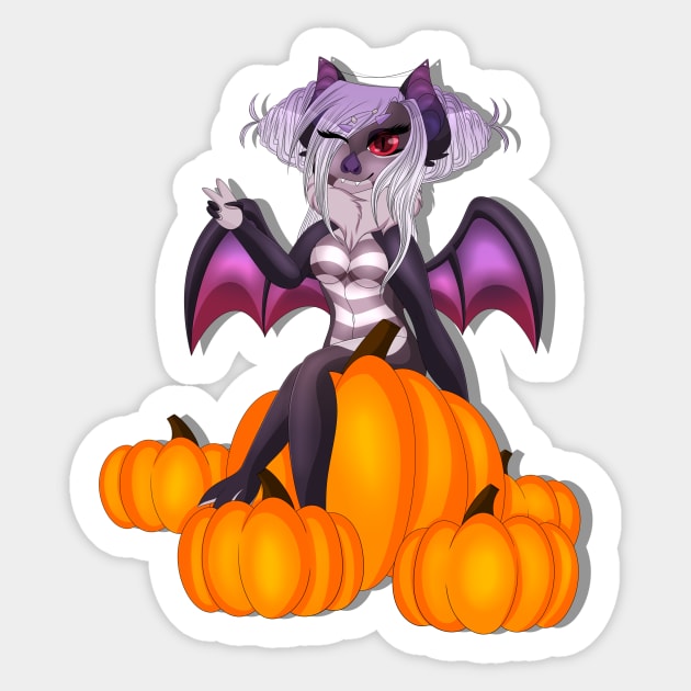 Pumpkin Patch Bat Sticker by Xinoni